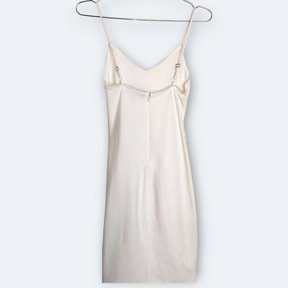 Lulu's Womens Dress Sz Small White Bodycon Stretch Straps VNeck Grad Party - Picture 10 of 10